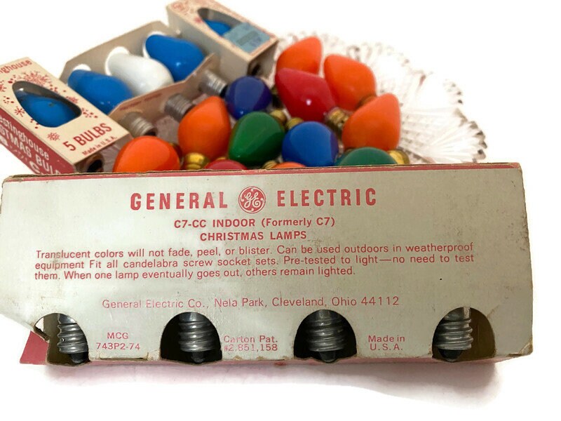 Vintage Christmas Light Bulbs with Original Packaging