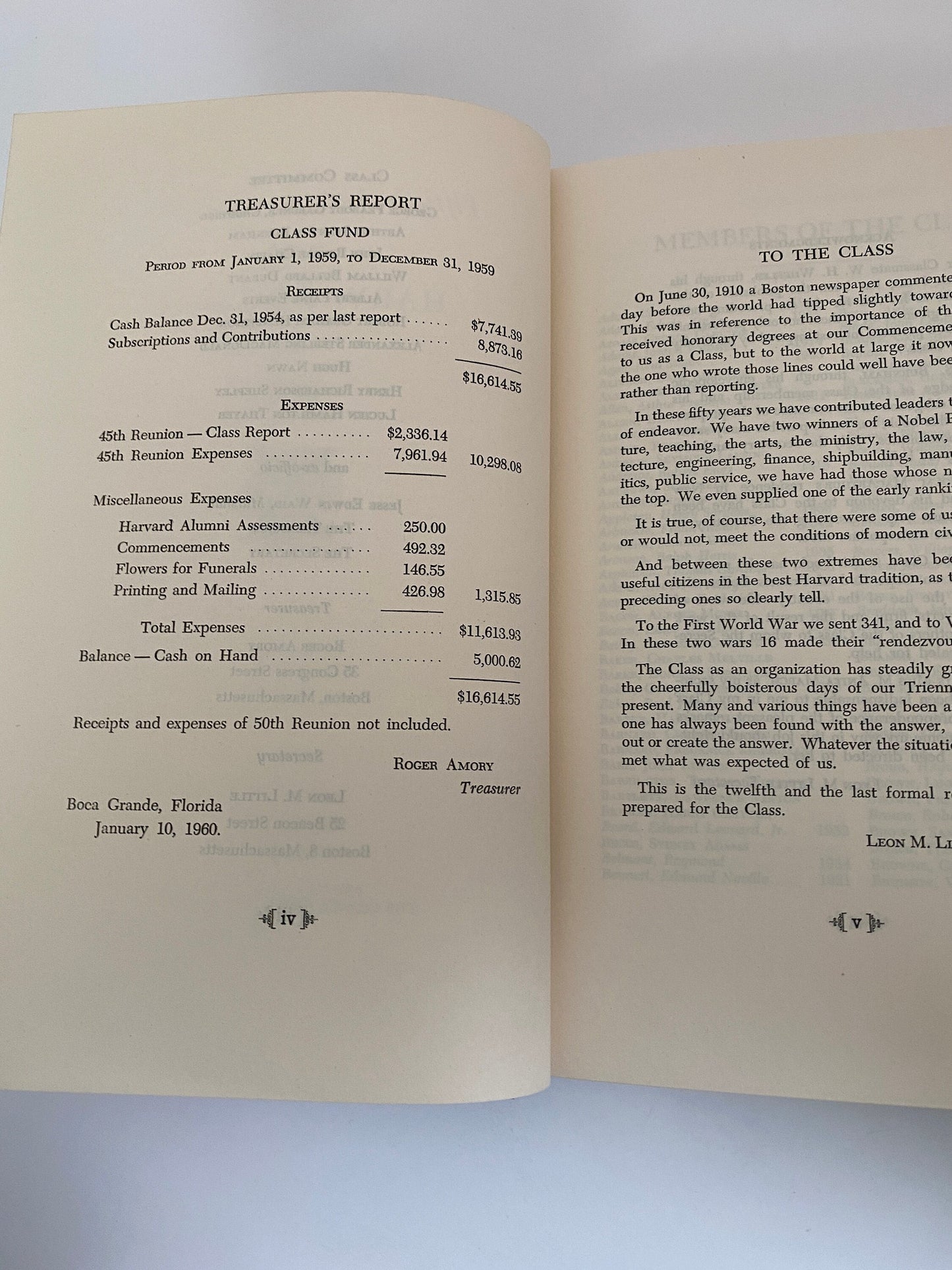 Vintage Book, Harvard College Class of 1910 Fiftieth Anniversary Report 191-1960