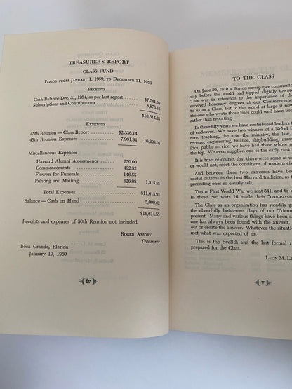 Vintage Book, Harvard College Class of 1910 Fiftieth Anniversary Report 191-1960