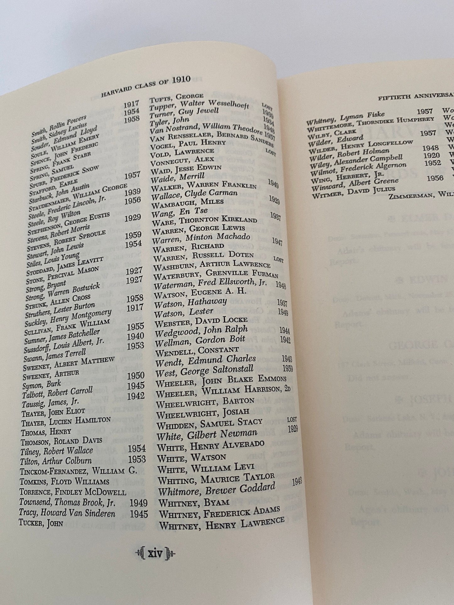 Vintage Book, Harvard College Class of 1910 Fiftieth Anniversary Report 191-1960