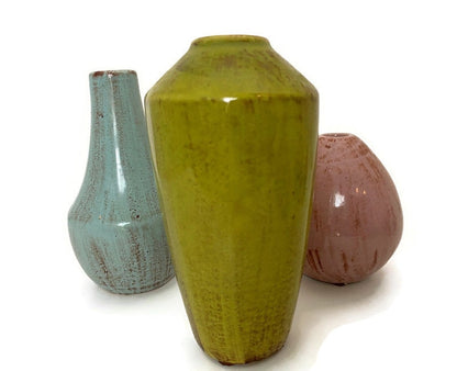 Vintage Mottled Ceramic Pottery Vases