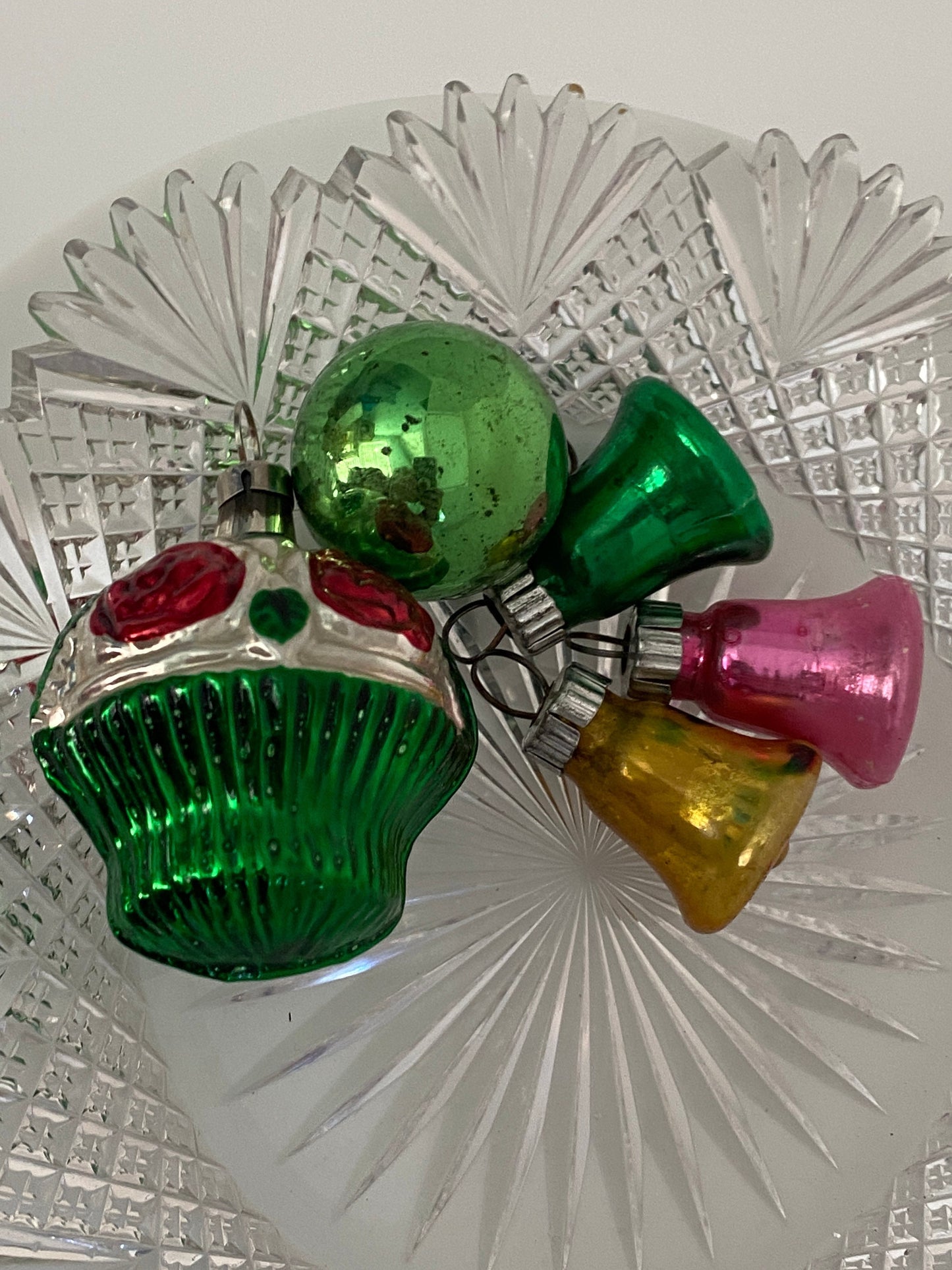 Vintage Glass Christmas Ornaments, Small Holiday Decorations