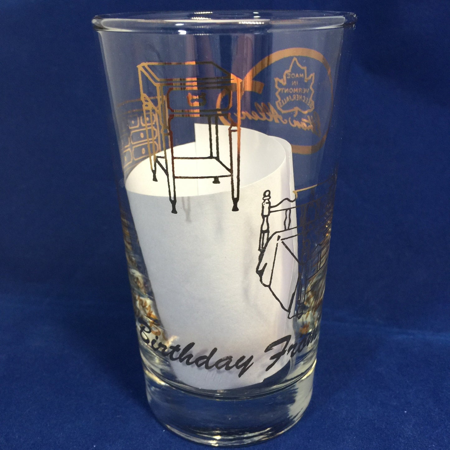 Vintage Ethan Allen Factory Birthday Glassware Beecher Falls, Vermont