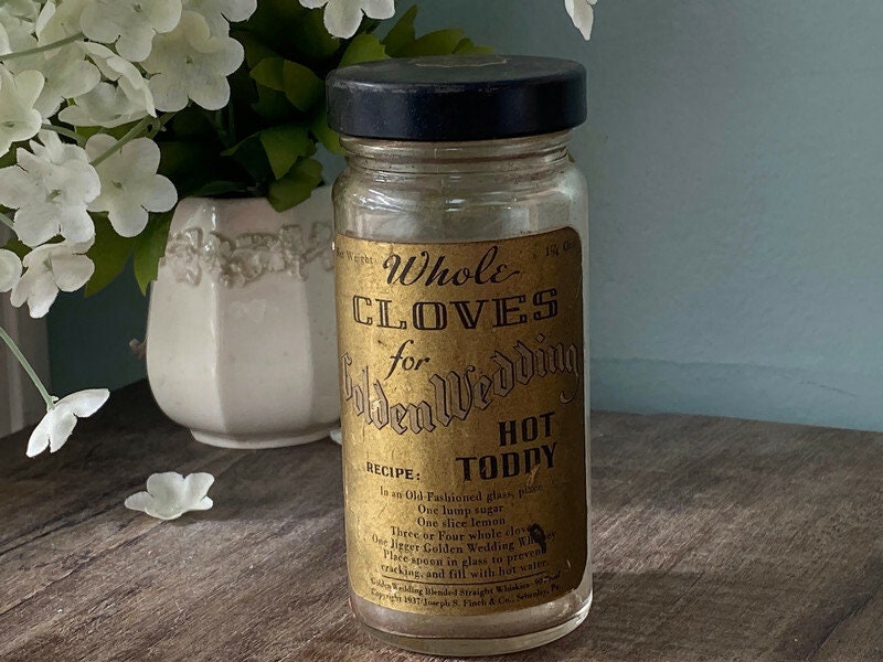1930's Cloves Golden Wedding Glass Jar