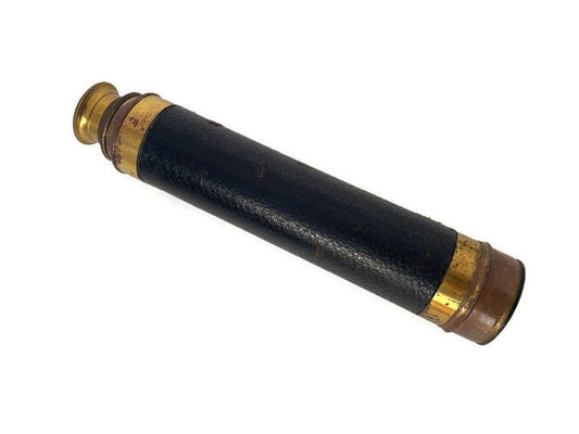 Antique French Leather Wrapped Brass Nautical Maritime Spyglass