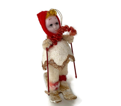Midcentury Elf on Skis Ornament or Figurine