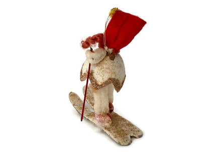 Midcentury Elf on Skis Ornament or Figurine