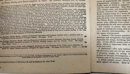 1854 Song Book, The Song-Garden First Book by Lowell Mason