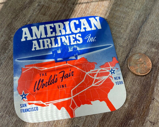 1939 Worlds Fair American Airlines Travel Sticker