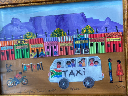 Vintage South African Township Cape Town Framed Mixed Media Art