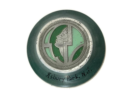 Vintage Art Deco Asbury Park New Jersey Metal Souvenir Trinket Box