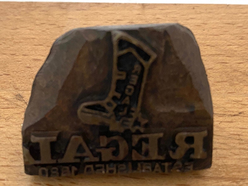 Vintage Regal Western Boot Printers Cast Iron Die Stamp