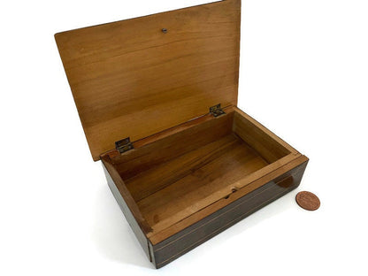 Vintage Wood Box with Veneer and Inlay