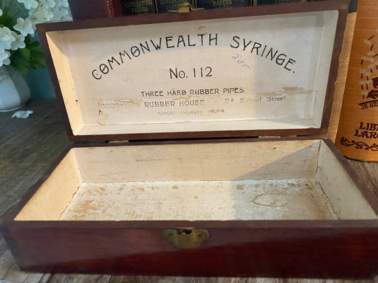 Vintage Wood Advertising Box, Commonwealth Syringes
