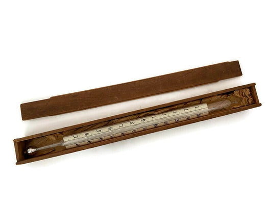 Vintage Glass Fahrenheits Scale Thermometer in Wood Box