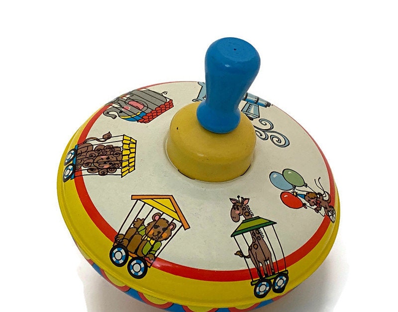 Vintage Ohio Art Tin Litho Spinning Top Toy