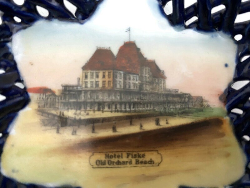 Antique Old Orchard Beach Souvenir Trinket Dish Made in Dresden Germany