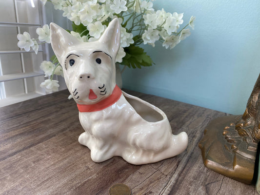 Vintage Scottie Dog Planter, Ceramic Scottish Terrier Collectible at Duckwells