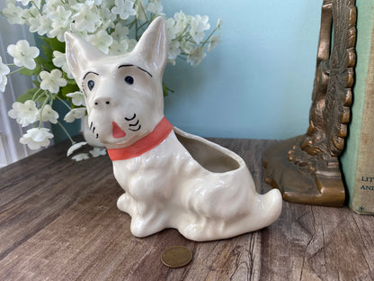 Vintage Scottie Dog Planter, Ceramic Scottish Terrier Collectible