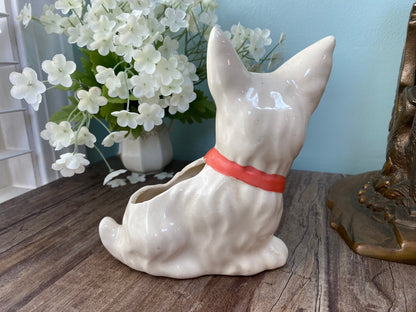 Vintage Scottie Dog Planter, Ceramic Scottish Terrier Collectible