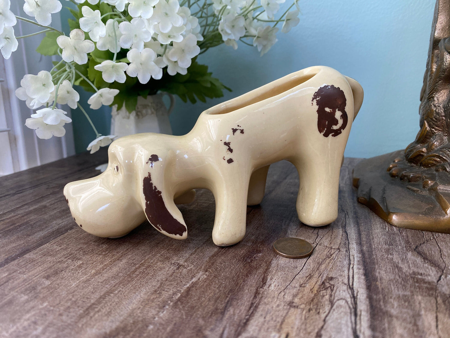 Vintage Dog Ceramic Planter