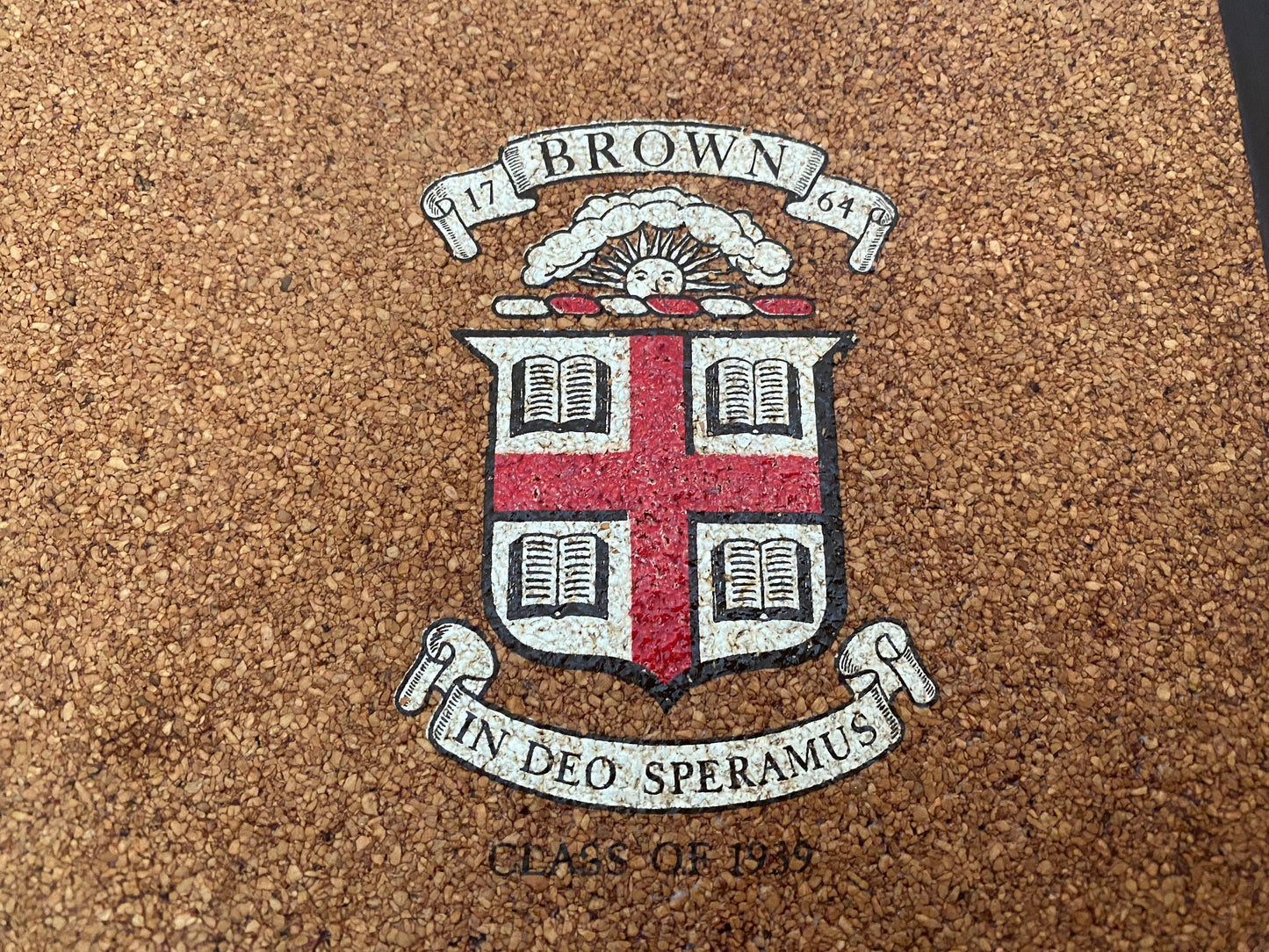 Vintage Brown University Cork and Melamine Drink Tray