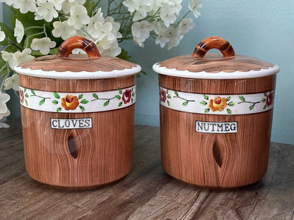 Vintage Orchard Ware Ceramic Spice Pots