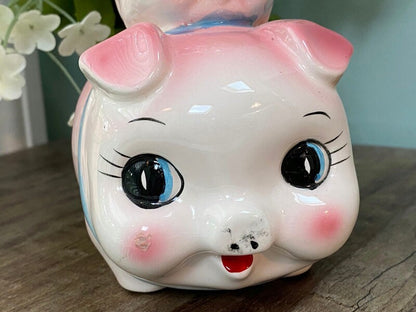 Midcentury Ceramic Stacked Pig Bank