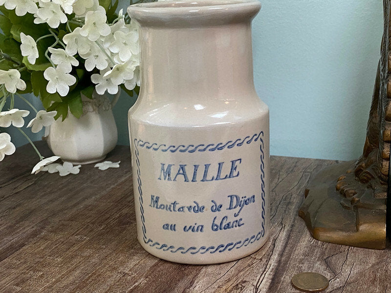 Vintage French Mustard Stoneware Jar