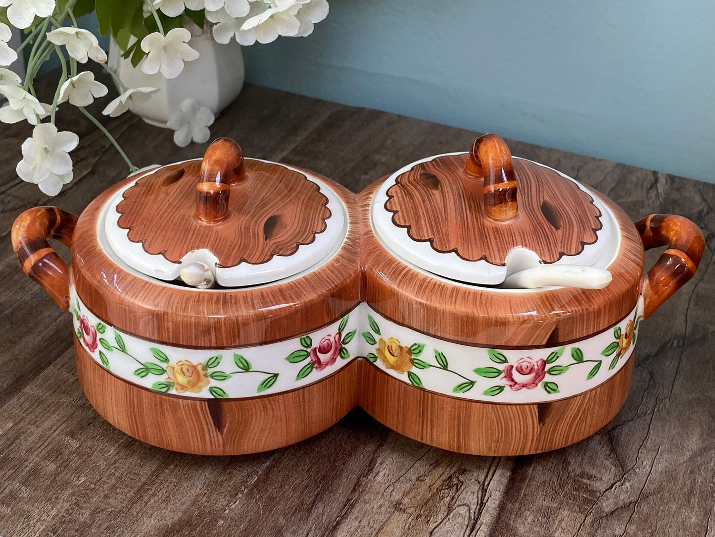 Vintage Orchard Ware Ceramic Condiment Server