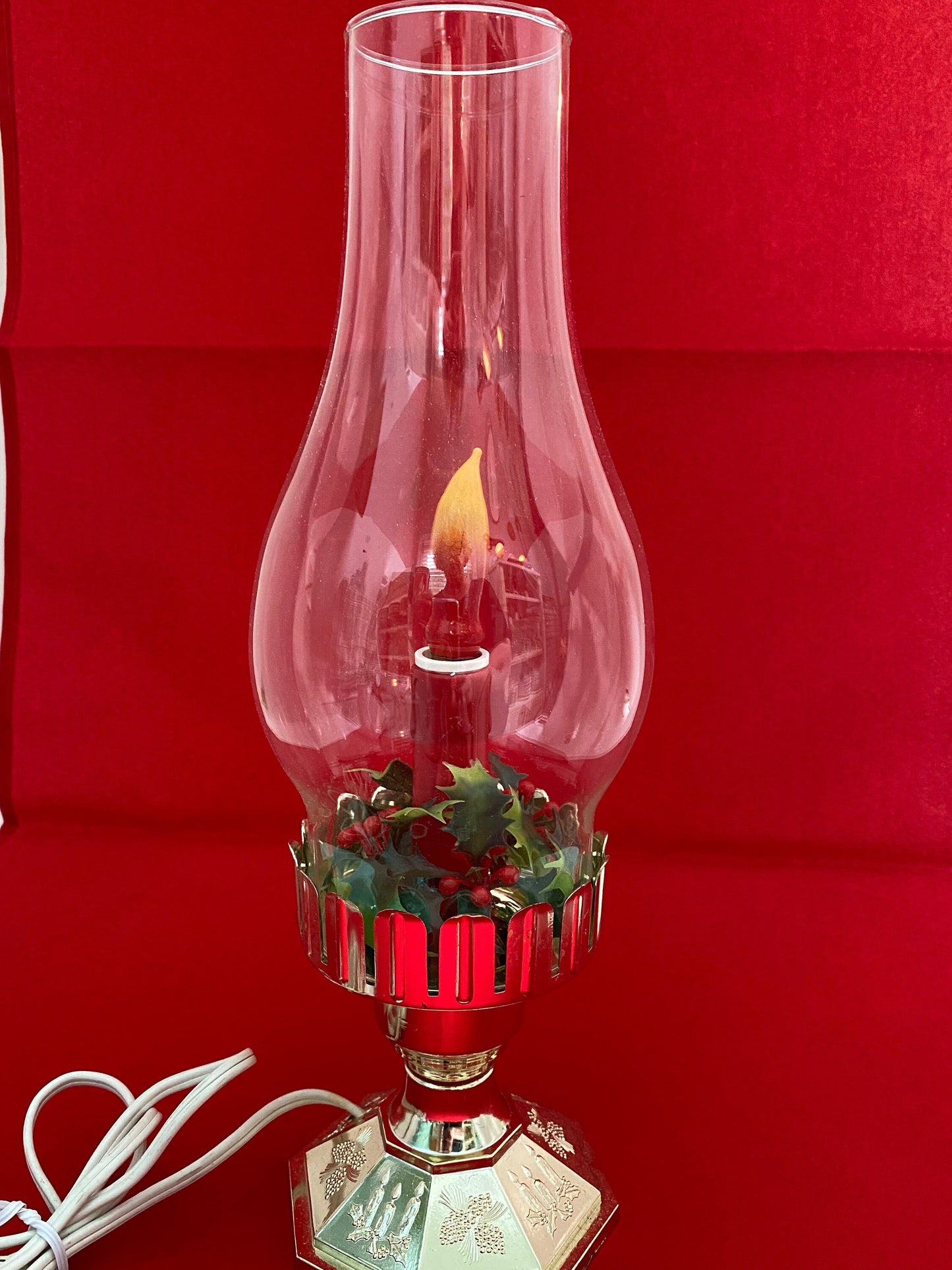 Vintage Christmas Electric Glass Chimney Light
