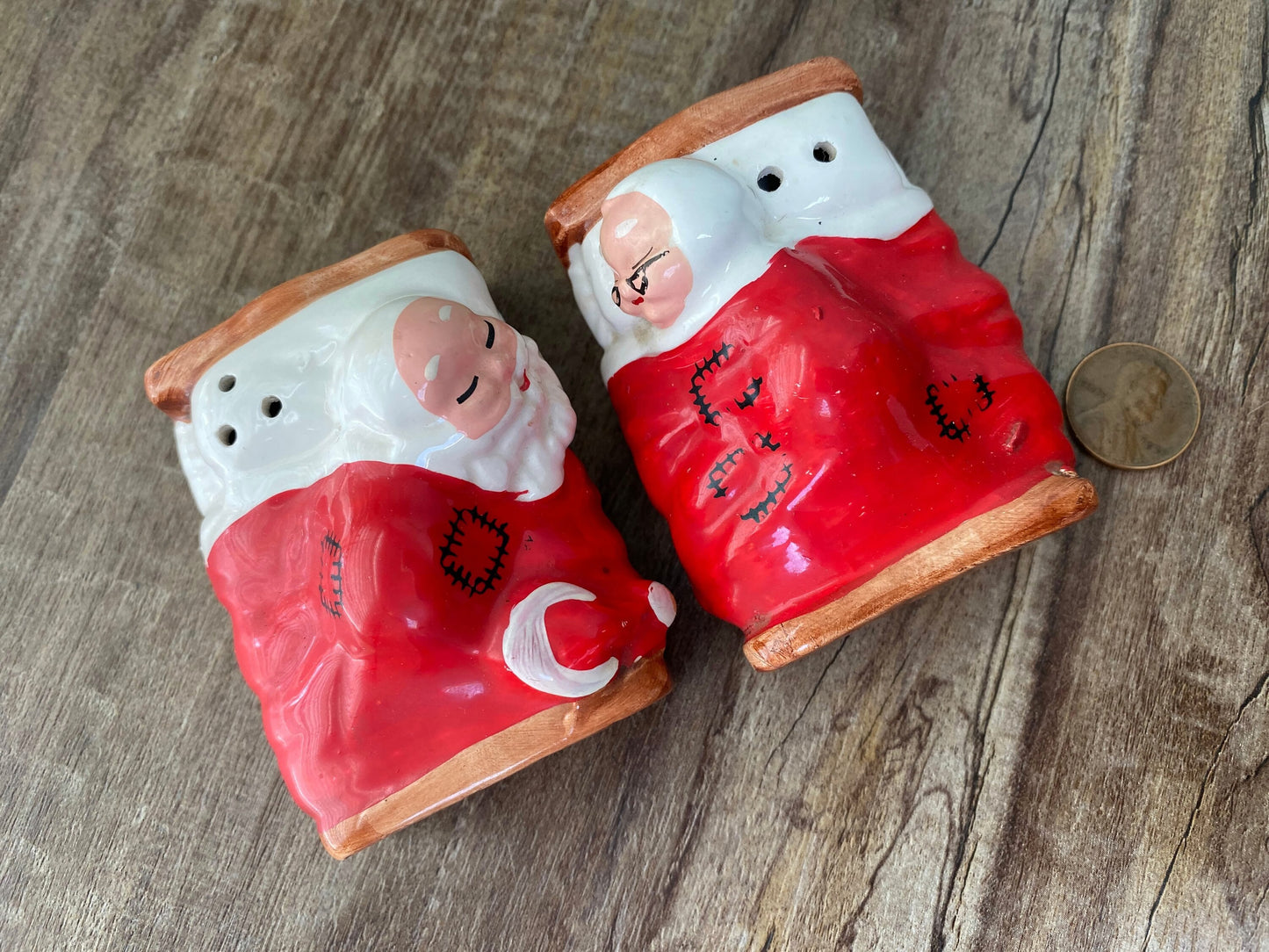Midcentury Santa & Mrs. Claus Sleeping Salt & Peppers