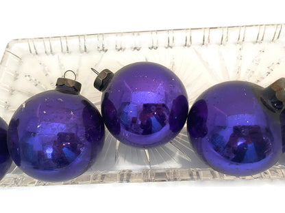 Midcentury Purple Glass Christmas Ornaments