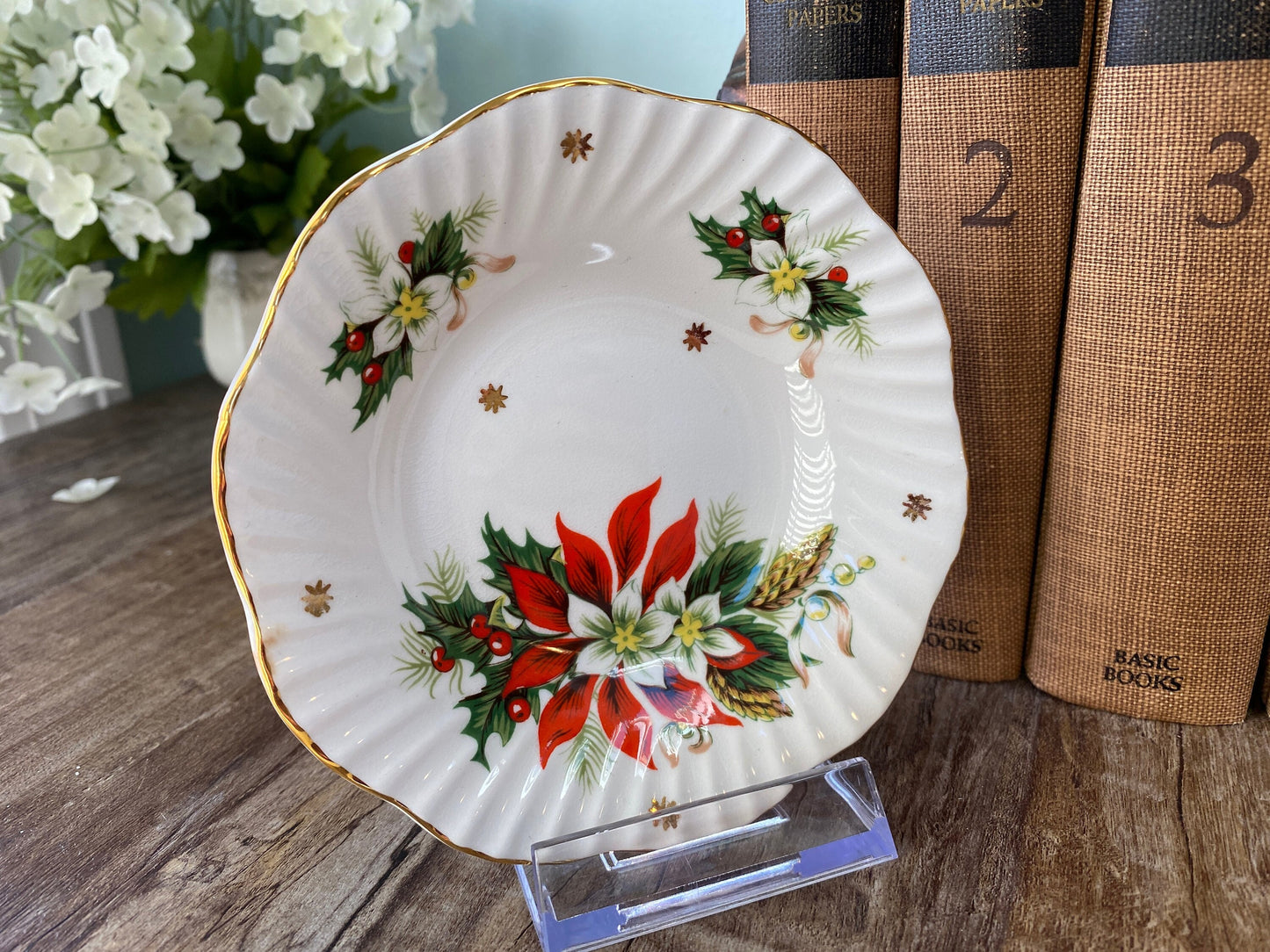 Vintage Christmas Small Bowl by Royalty English Fine Bone China in the Noel Pattern