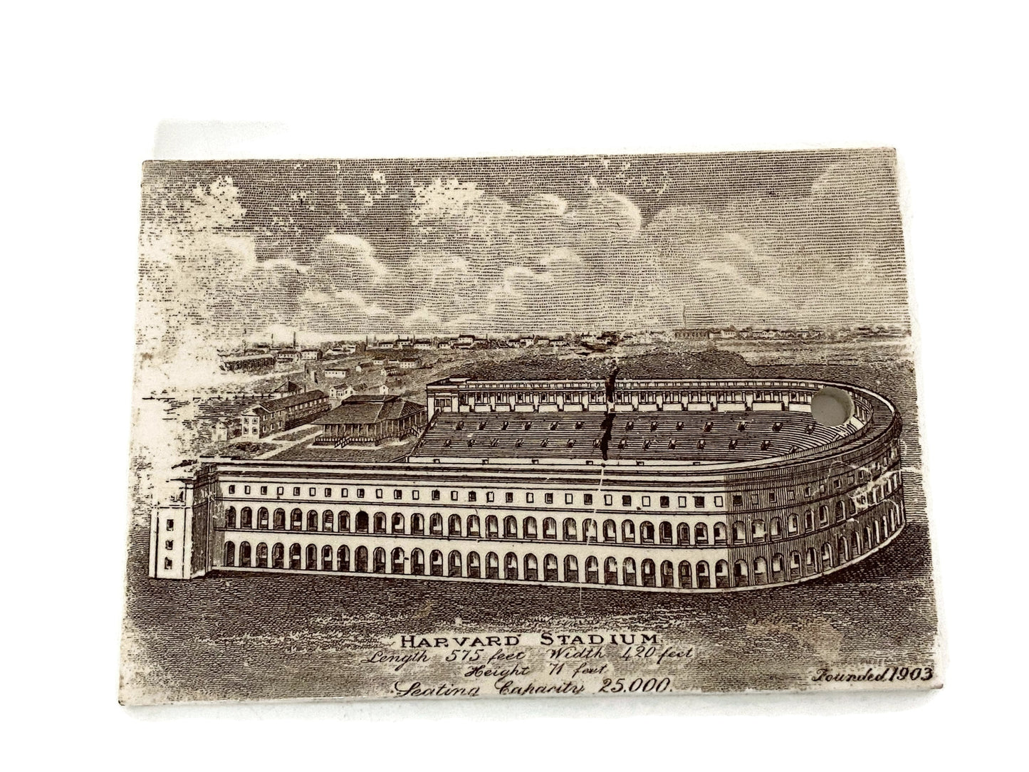 Antique Harvard Stadium Ceramic Calendar Tile