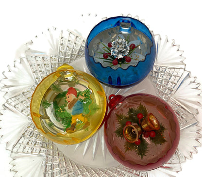 Midcentury Round Plastic JewelBrite Christmas Tree Ornaments