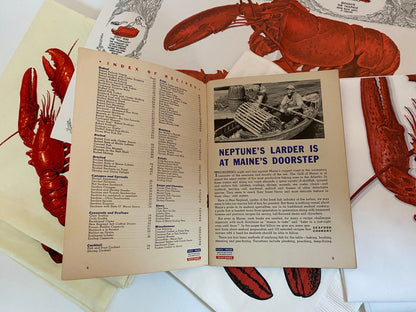 Vintage Maine Lobster Set, Bibs, Napkins, and Recipe Book