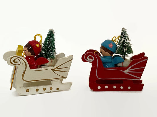 Vintage Wood Christmas Ornaments circa 1970s Made in Taiwan