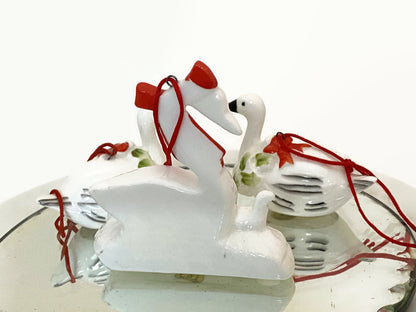 Vintage Christmas Swans Geese Fine Bone China Ornaments