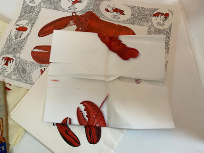 Vintage Maine Lobster Set, Bibs, Napkins, and Recipe Book