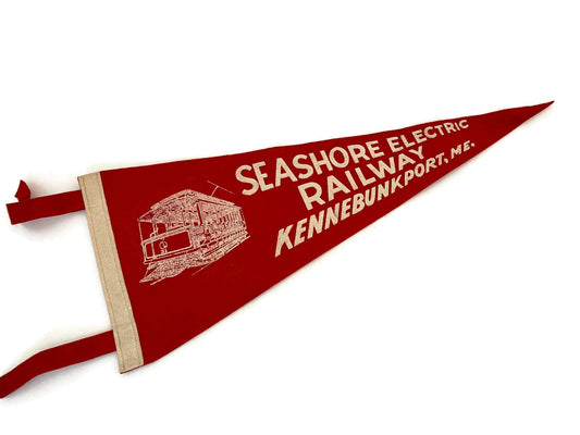 Vintage Kennebunkport Maine Pennant, a souvenir of the Seashore Electric Railway