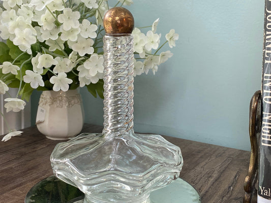 Midcentury Cologne Bottle Flower Shaped with Spiral Neck