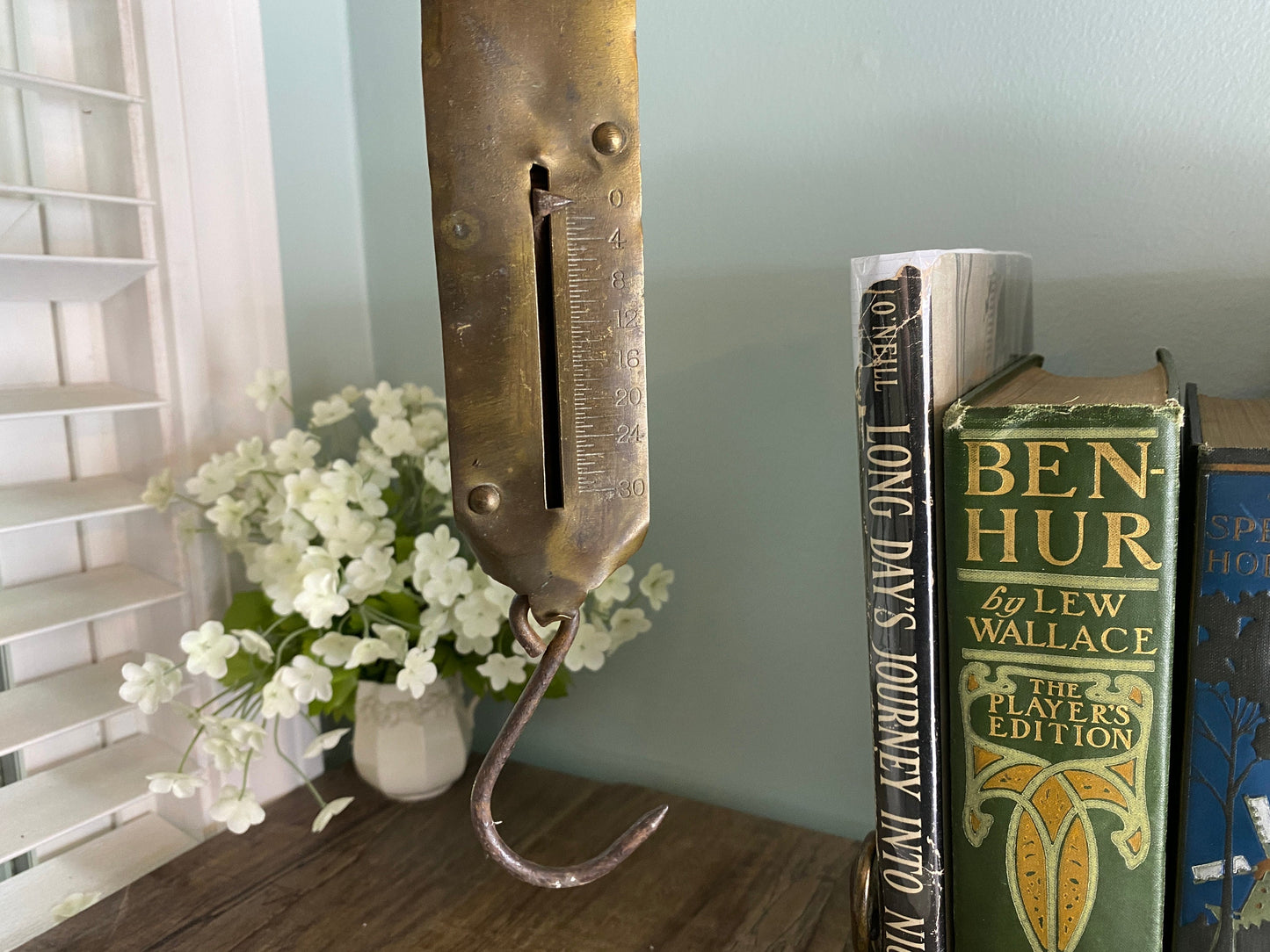 Vintage Brass Spring Balance Hanging Hook Scale