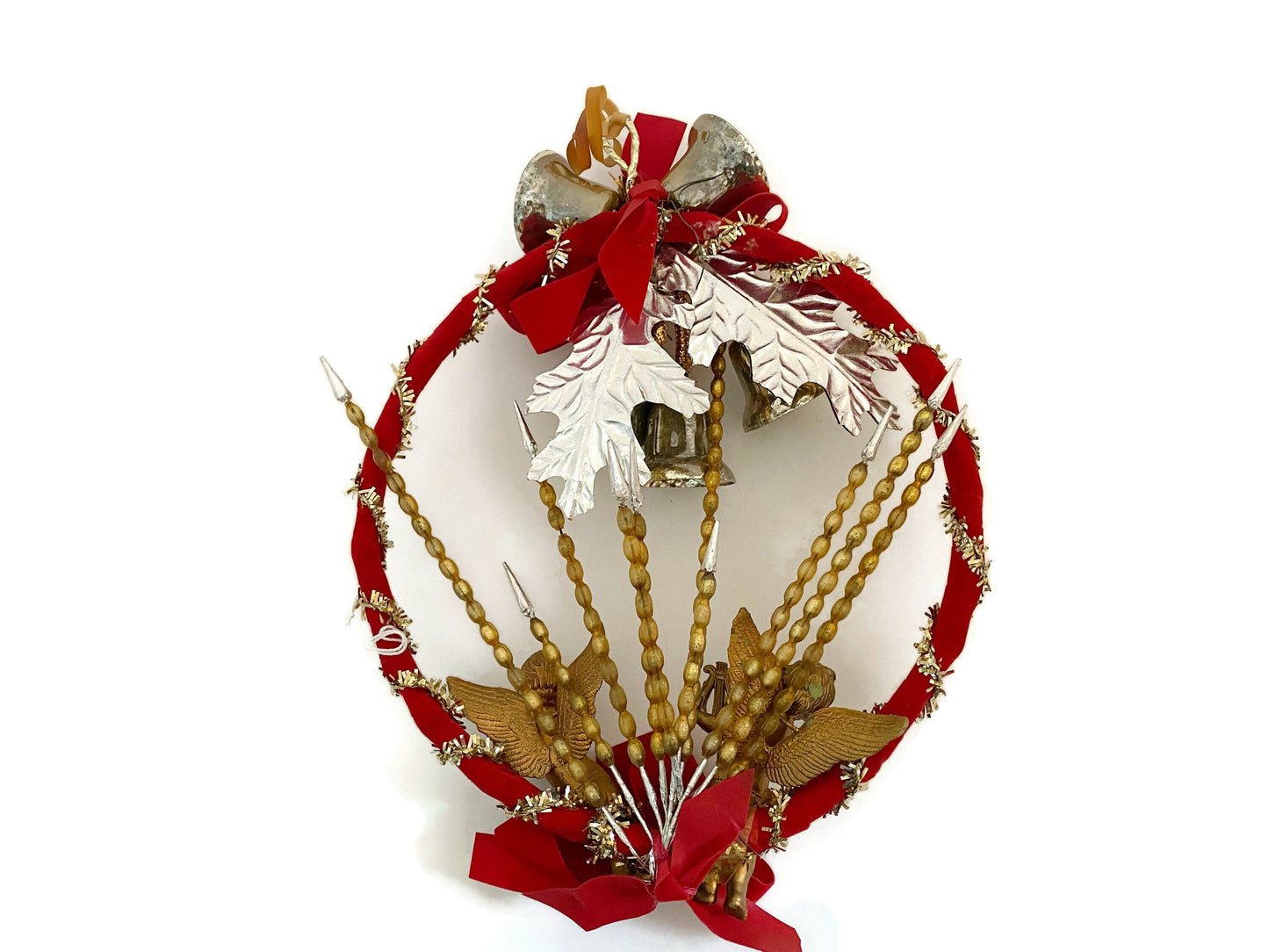 Vintage Small Wreath with Mercury Glass Bead Picks