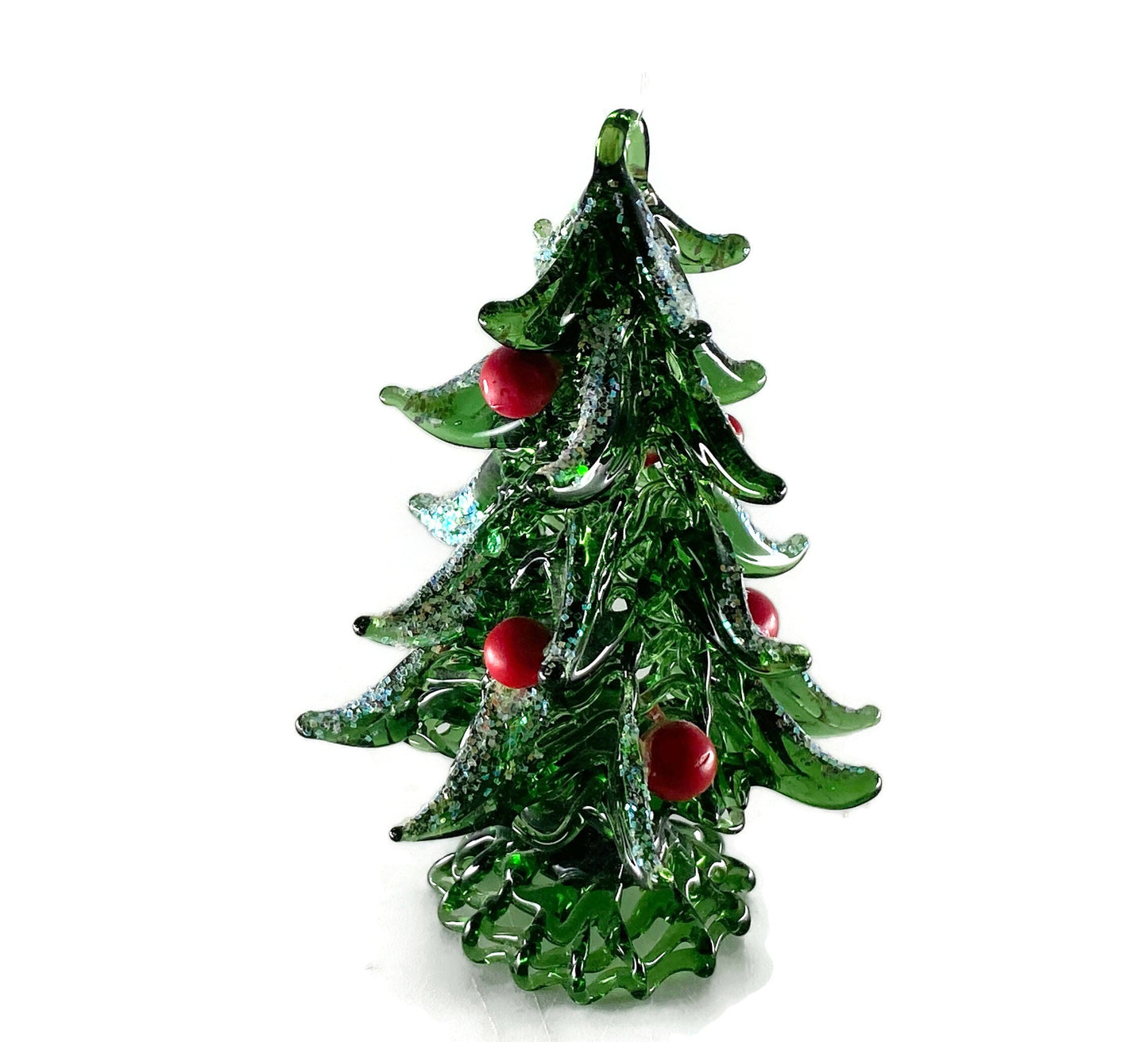 Vintage Spun Green Glass Christmas Tree Ornament