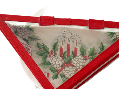 Vintage Glass Handkerchief Holder with Christmas Hankies