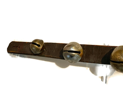 Antique Leather and Brass Sleigh Bells